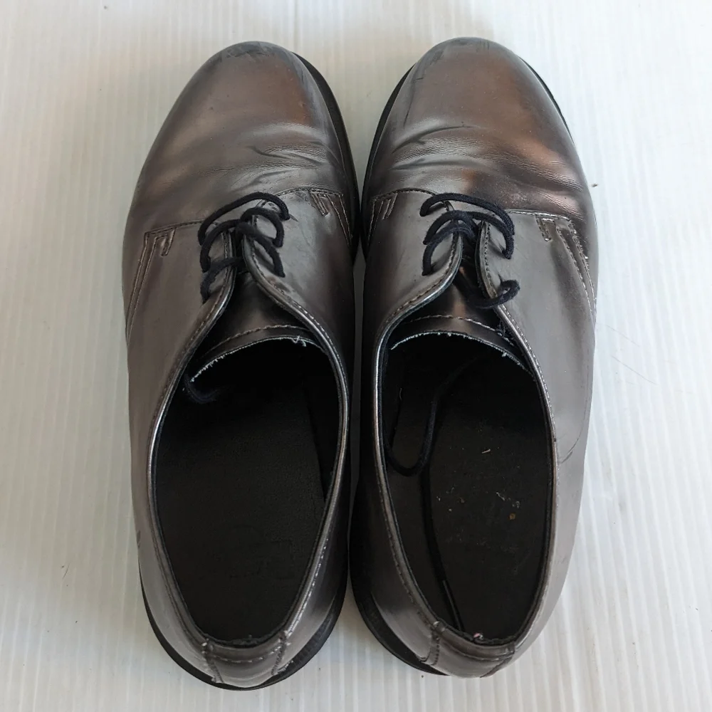 DOC MARTENS 14576 silver metallic oxford loafers Creepers size 7